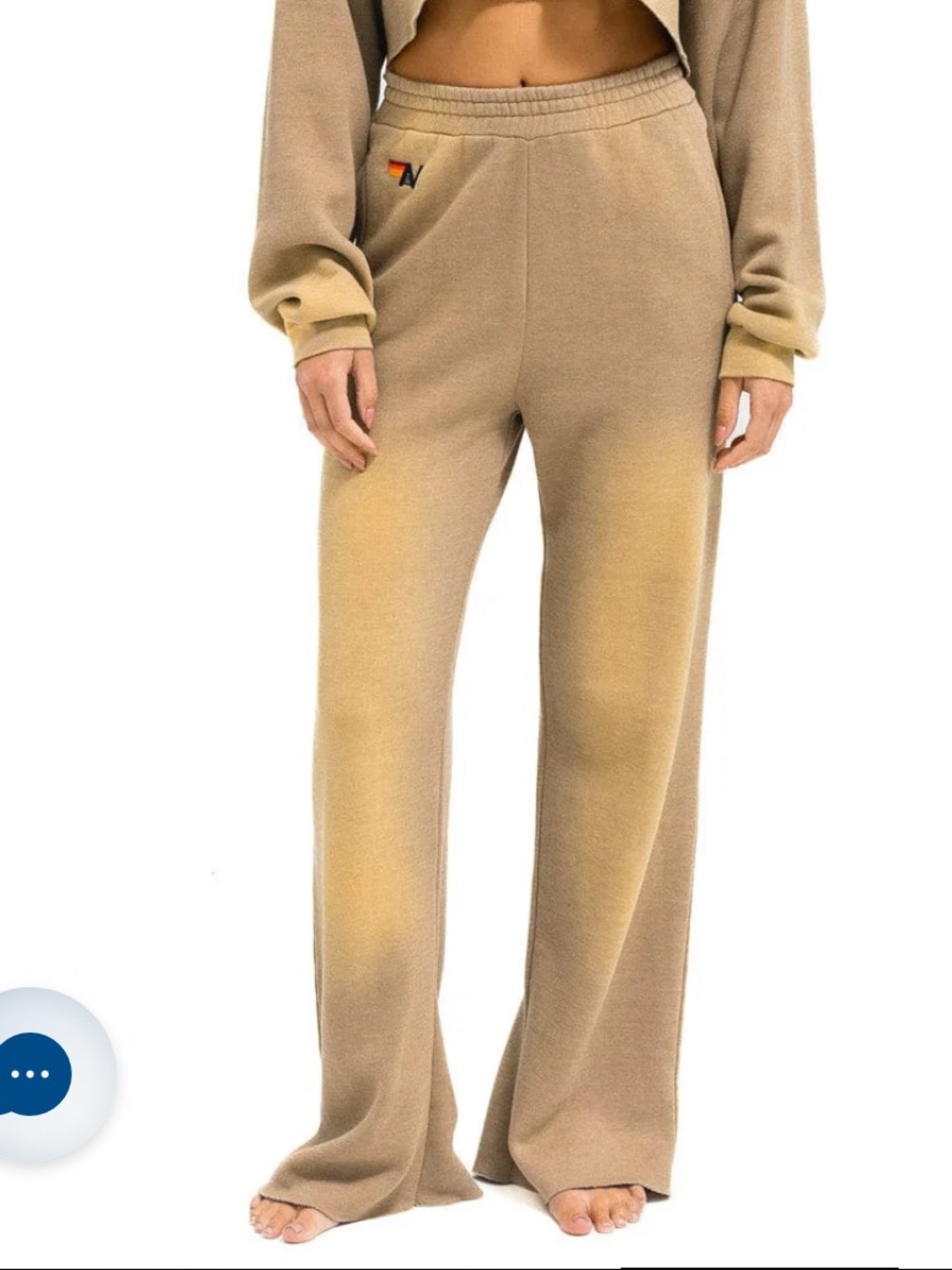 Aviator Nation Beige Ombre Wide-Leg Sweatpants